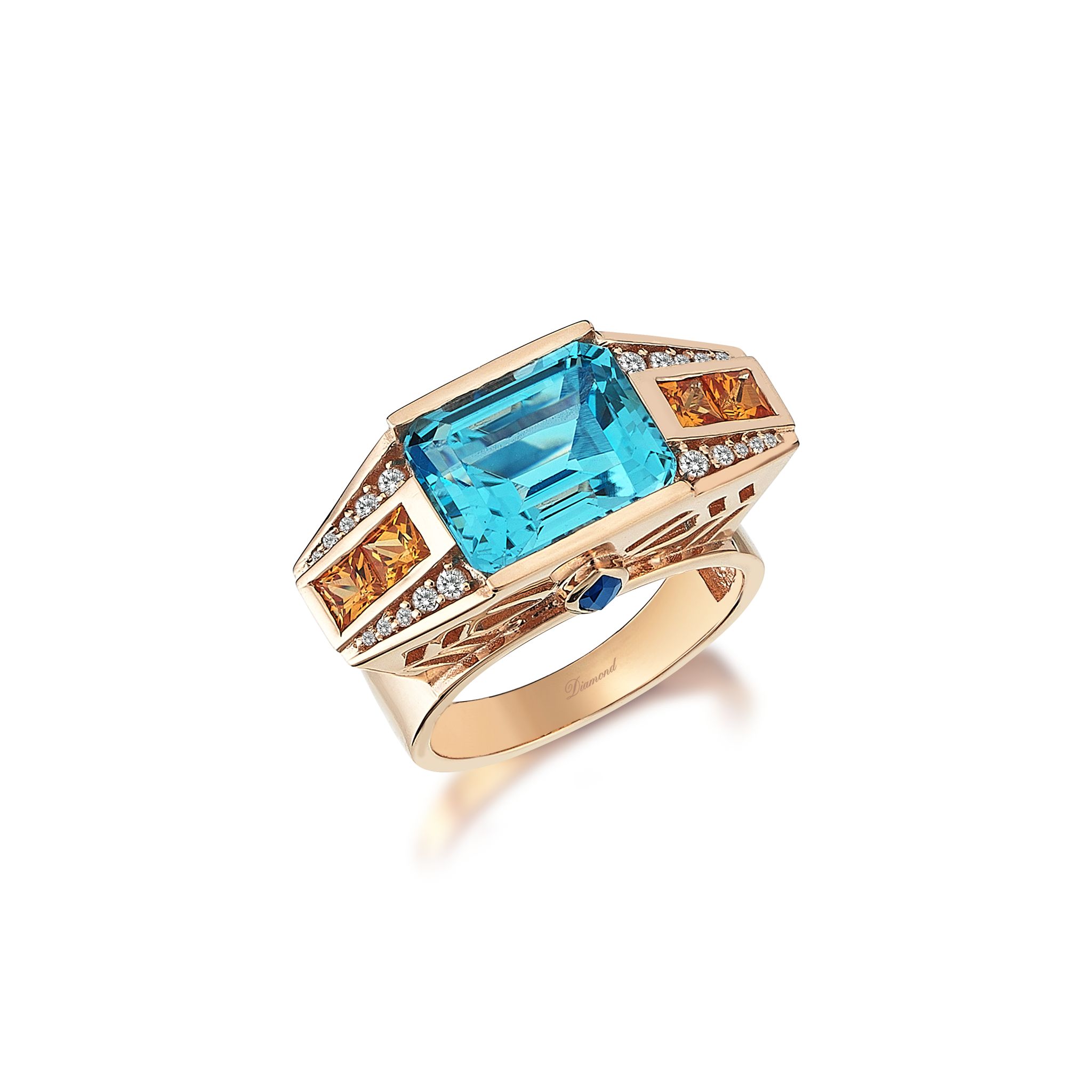 Mavi Topaz ve Safir Yüzük