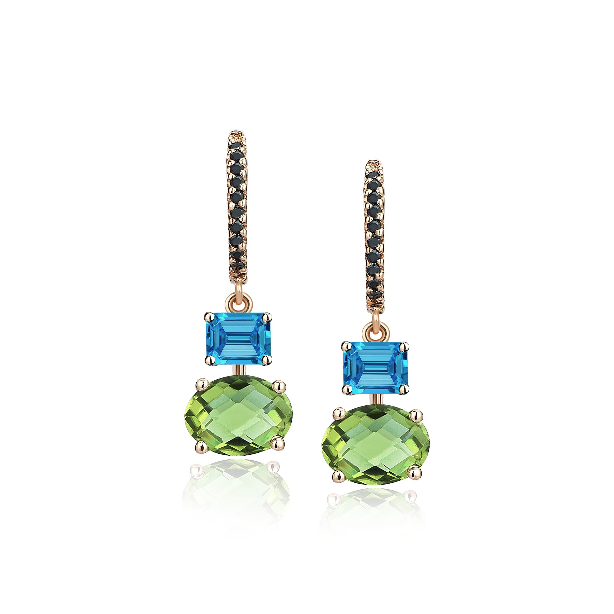 Peridot ve Safir Küpe