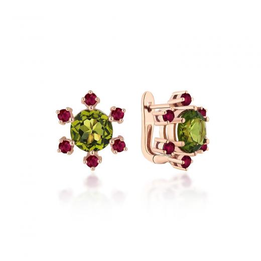 Peridot ve Yakut Küpe